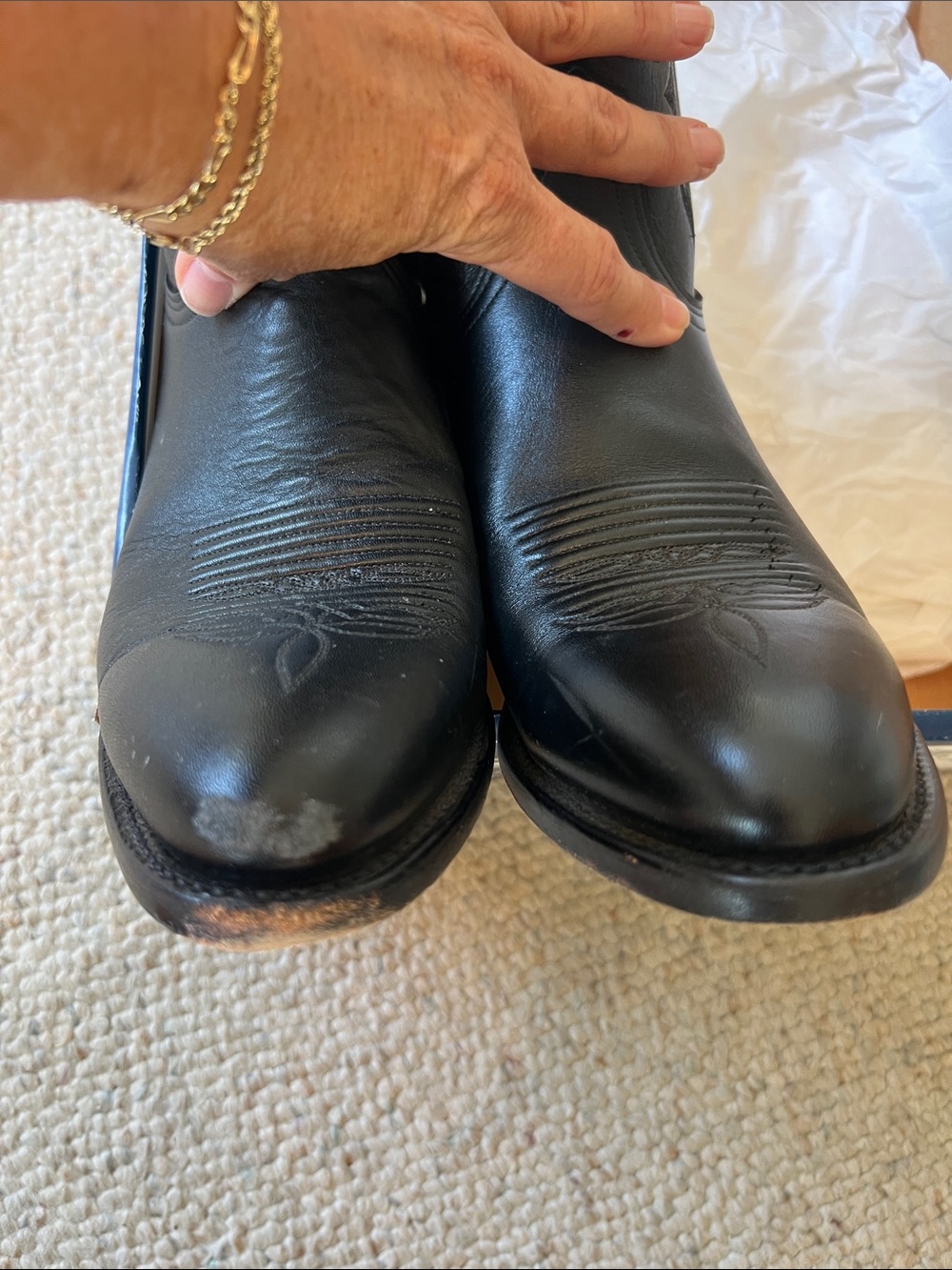 Lucchese Black Embroidered Western Boots - Picture 7 of 7
